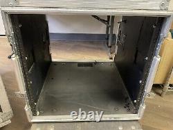 10 RU Space Rack Road Case with Slant Mixer Top Calzone Case. With Casters Used