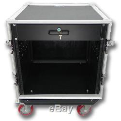 10 SPACE RACK CASE WITH 2U LOCKING DRAWER Amp Effect Mixer PA/DJ PRO CASTERS