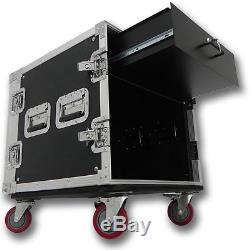 10 SPACE RACK CASE WITH 3U LOCKING DRAWER Amp Effect Mixer PA/DJ PRO CASTERS