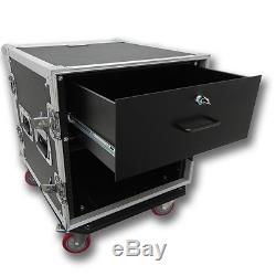 10 SPACE RACK CASE WITH 4U LOCKING DRAWER Amp Effect Mixer PA/DJ PRO CASTERS