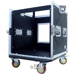 10 Space Rack Case with Slant Mixer Top and Casters Amp Effect PA/DJ Pro Audio