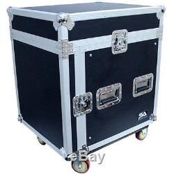 10 Space Rack Case with Slant Mixer Top and Casters Amp Effect PA/DJ Pro Audio