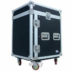 12 Space Rack Case with Slant Mixer Top and Casters Amp Effect PA/DJ Pro Audio