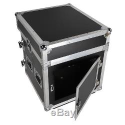 12U 12 Space Rack Case with Slant Mixer Top DJ Mixer Cabinet + 4Pcs Casters