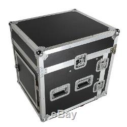 12U Space Rack Case with Slant Mixer Top DJ Mixer Cabinet with 4pcs Casters