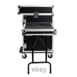 14 Space Pro Audio DJ Road Rack Case with DJ Work Table & Casters Pro Grade