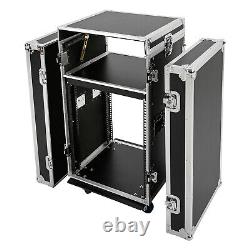 14 Space Rack Case with Slant Mixer Top and Casters Amp Effect PA/DJ Pro Audio