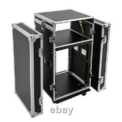 14 Space Rack Case with Slant Mixer Top and Casters Amp Effect PA/DJ Pro Audio