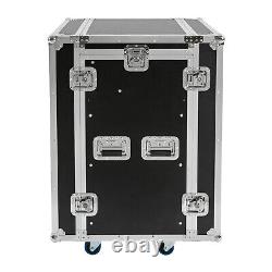 14 Space Rack Case with Slant Mixer Top and Casters Amp Effect PA/DJ Pro Audio