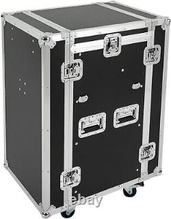 14U PA DJ Pro Audio Rack Road ATA Case Slant Mixer Top Side Table 14u Slant Rack