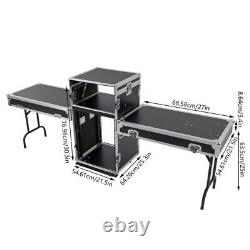 14U PA DJ Pro Audio Rack Road ATA Case Slant Mixer Top Side Table 14u Slant Rack