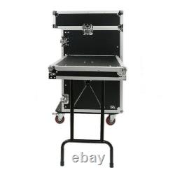 16 Space Pro Audio DJ Road Rack Case with DJ Work Table & Casters Pro Grade