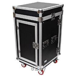 16 Space Rack Case with 10 Space Slant Mixer Top and DJ Work Table 16U DJ Case