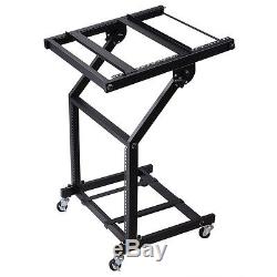 9U 19 Rack Mount Mixer Case Stand Studio Equipment Cart Stage Amp DJ Rolling