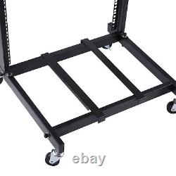 9U Mixer Case Stand 2-Layer Storage 45° Adjustable Platform Sturdy Construction