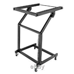 9U Rack Mount Mixer Case Stand Studio Equipment Cart Stage Amp DJ Rolling Black