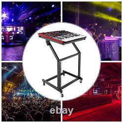 9U Rack Mount Mixer Case Stand Studio Equipment Cart Stage Amp DJ Rolling Black