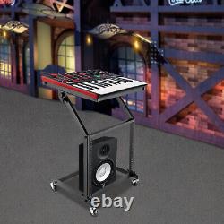 9U Rack Mount Mixer Case Stand Studio Equipment Cart Stage Amp DJ Rolling Black