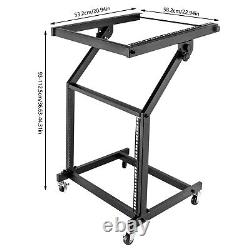 9U Rack Mount Mixer Case Stand Studio Equipment Cart Stage Amp DJ Rolling Black