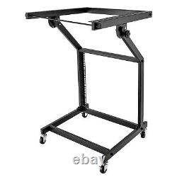 9U Rack Mount Mixer Case Stand Studio Equipment Cart Stage Amp DJ Rolling Black