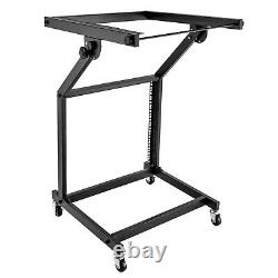 9U Rack Mount Mixer Case Stand Studio Equipment Cart Stage Amp DJ Rolling Black