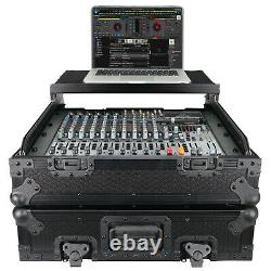 ATA DJ Road Case Black On Black 10U Top Mount 19 w Slanted Mixer Case