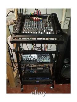 AW Adjustable Rack Mount Studio Equipment Rolling DJ Mixer Stand Stage Cart M