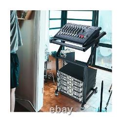 AW Rolling DJ Mixer Stand Stage Cart Adjustable Rack Mount Studio Equipment M