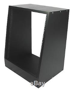Black 12u angled 19 inch wooden rack unit/case/cabinet for studio/DJ/audio