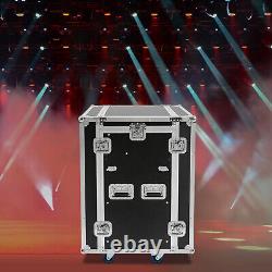 Black 14U PA DJ Rack Road Case with 11U Slant Mixer Top, DJ Table Top with Casters