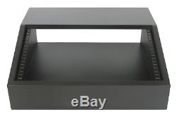 Black 6u angled desktop 19 inch wooden rack unit/case/cabinet with deep shelf