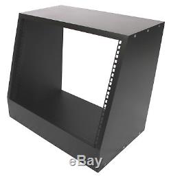 Black 8u angled 19 inch wooden rack unit/case/cabinet for studio/DJ/recording