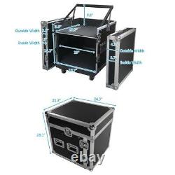 Durable 12 Space Rack Case with Slant Mixer Top DJ Mixer Cabinet with 4pcs casters