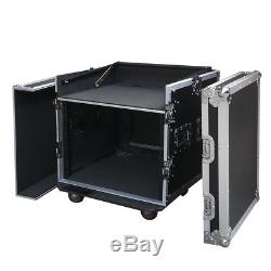 Durable 12 Space Rack Case with Slant Mixer Top DJ Mixer Cabinet with 4pcs casters