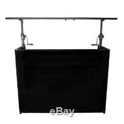 Global Truss DJ Booth All-in-one with Light bar, mixer table, and Black Scrim