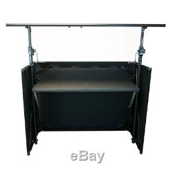 Global Truss DJ Booth All-in-one with Light bar, mixer table, and Black Scrim