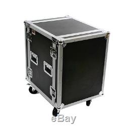 OSP 14 Space ATA Amp Rack Road Case 20 Deep with 4 Caster Wheels Pro