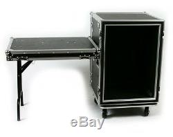 OSP 16 Space 20 Deep ATA Shock Mount Amp Rack Road Case with Mixer Lid Table