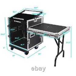 PRORECK 12U Rack Case 20'' Rackable Depth with Slant Mixer Top One Side table