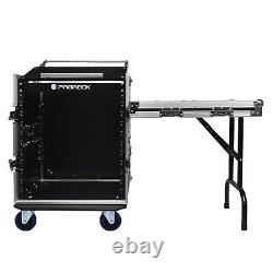 PRORECK 12U Rack Case 20'' Rackable Depth with Slant Mixer Top One Side table