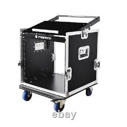 PRORECK 12U Rack Case 20'' Rackable Depth with Slant Mixer Top One Side table