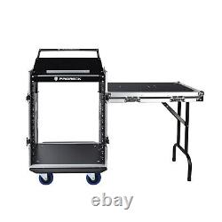 PRORECK 14U Road Case 20'' Rackable Depth with Slant Mixer Top One Side table