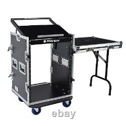 PRORECK 14U Road Case 20'' Rackable Depth with Slant Mixer Top One Side table