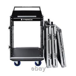 PRORECK 14U Road Case 20'' Rackable Depth with Slant Mixer Top One Side table