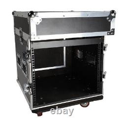 Pro DJ Rack Case for Mixers Gear Slant Top with Casters Black/Silver