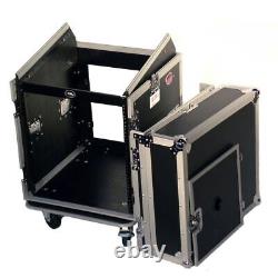Pro X T-12MRSS 12U x 10U Slant Combo DJ / Mixer Rack Case + Sliding Laptop Shelf