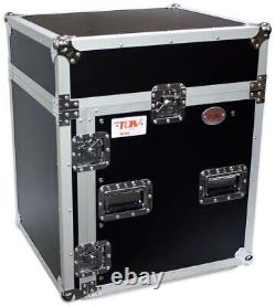 Pro X T-12MRSS 12U x 10U Slant Combo DJ / Mixer Rack Case + Sliding Laptop Shelf