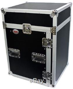 Pro X T-14MRSS 14U x 10U Slant Combo DJ Rack Case withWheels +Sliding Laptop Shelf