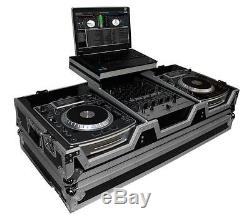 Pro X XS-CDM10-12WLT DJ Coffin Flight Case (2)Lg CD Players+Mixer withLaptop Shelf