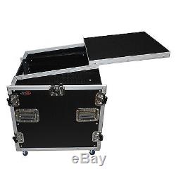 ProX 12U Rack x 13U Top Mixer DJ Combo Flight Case w Laptop Shelf & Casters T